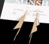 Nilu's Collection Gold Plated Geometric Triangle Long Tassel Drop Earrings