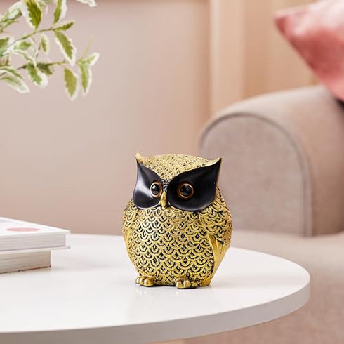 Modern Classy Happy Owl Resin Art Figure Handicraft Resin Showpiece