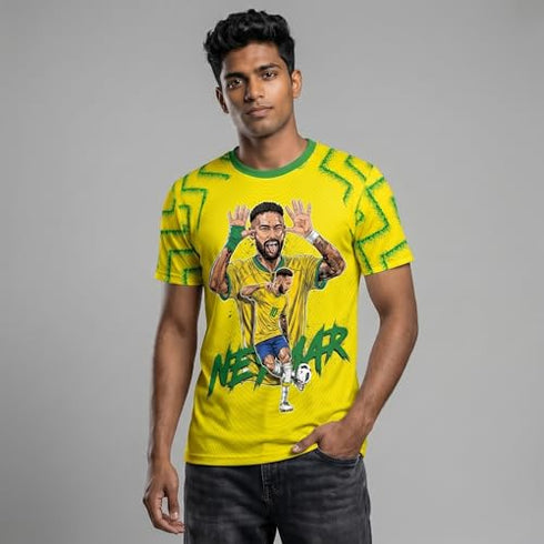 Yourjersey Neymarfan Brazil 2026 Football Jersey With Custom Name & Number| Yellow Green Soccer Sports Jersey For Men Boys Kids