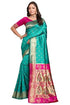 Vasthrlay Kanjivaram Chand Paithani Green Red Saree With Blouse Piece