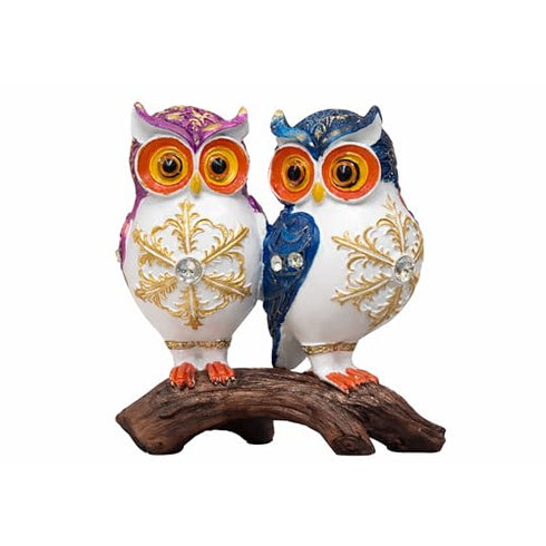 Hand-Painted Owl Couple Figurine | Decorative Showpiece Symbolising Wisdom & Love
