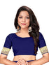 Vasthrlay Cotton Banarasi Silk Blue Saree With Unstitched Blouse Piece