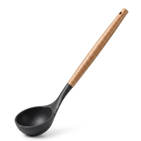 Silicone Soup Ladle Wooden Handle 30Cm Black Kalchul Karchi Cooking Spoon