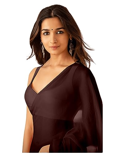 Vasthrlay Red Georgette Unstitched Saree