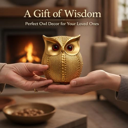 Golden Owl Showpiece for Home Decor | Feng Shui Owl Statue for Wisdom
