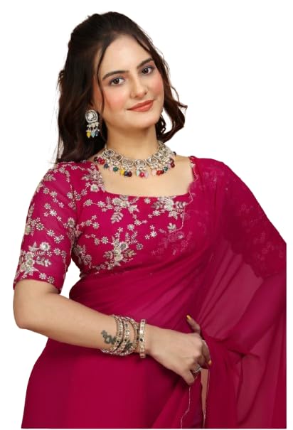 Designer Georgette Saree with Embroidered Blouse Piece