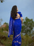 Vasthrla Blue Silk Blue Saree With Silver Zari Border Elegant Occasion With Blouse Piece
