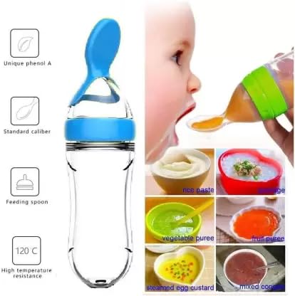 Millionminds Stainless Steel Baby Feeding Milk Bottle and Feeding Bottle with Spoon | Bottle Cleaning Brush and Fruit Feeder