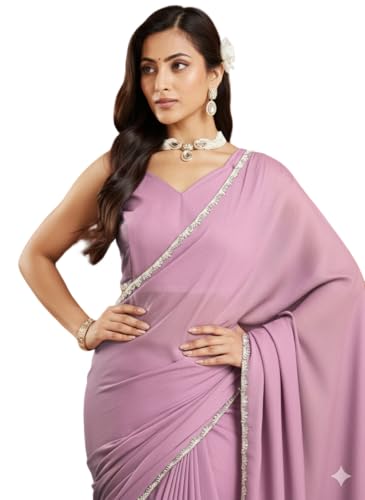 Vasthrlay Lavender Border Unstitched Saree