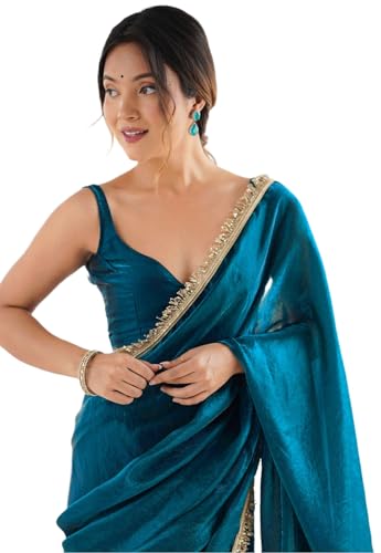 Vasthrlay Chiffon Sequins Unstitched Saree