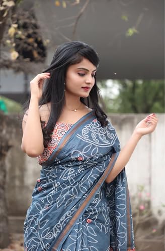 Vasthrlay Women's Cotton Kalamkari Wedding Saree With Blouse Piece