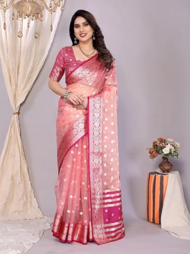 Vasthrlay Kanjivaram Silk With Designer Blouse Piece| Pink Saree With Gold Border| Traditional Festival