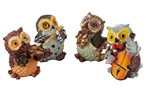 Owls Playing Musical Instruments Showpiece Figurines Garden Statues Decoration