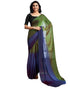 Vasthrlay Womens Chiffon Blue Saree With Black Unstitched Blouse Piece