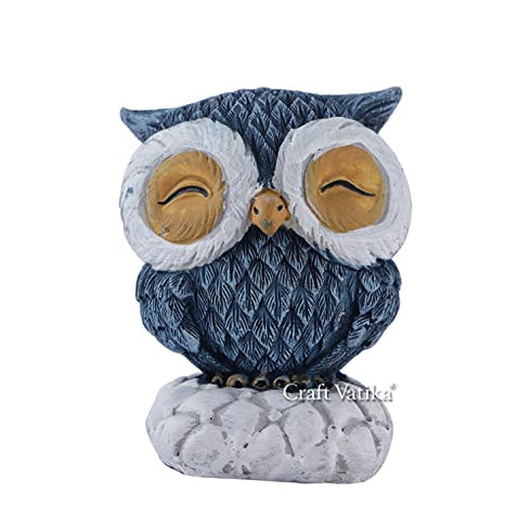 Resin Mother Owl with Baby Owl Decorative Showpiece Handmade Owl Sculpture