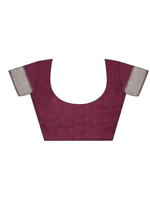 Vasthrlay Womens Jacquard Black Saree With Maroon Unstitched Blouse Piece