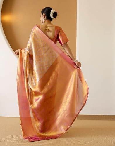 Vasthrlay Pongal Special Soft Tissue Pink Saree Jacquard Saree With Unstitched Blouse Piece