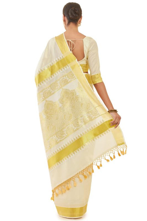 Vasthrlay White Tissue Kasavu Ethnic Designs