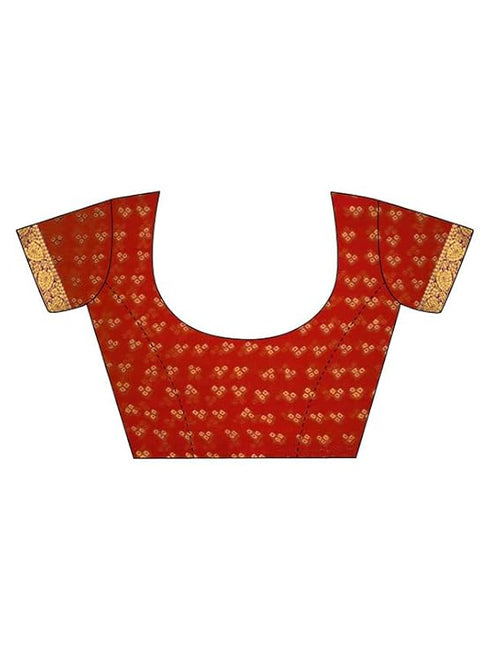 Vasthrlay Bandhani Printed Chiffon Orange Saree