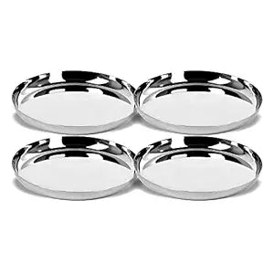 Stainless Steel Dinner Plate Set of 4 Plates (27 Cm)