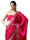 Sarha Women's Poly Silk Chamak Saree with Unstitched Blouse | Embellished Embroidered Work | Office Casual Elegant Drape | Pink