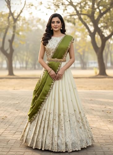 Vasthrlay Shimmer Lehenga Choli Half Saree With Embroidered Blouse - Pl203