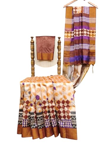 Vasthrlay Tussar Printed Conrast