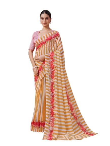 Vasthrlay Pink Unstitched Saree