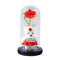 ETONWALL Valentines Day Artificial Rose Flower Gift in Glass Dome with Teddy & LED Light
