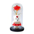 ETONWALL Valentines Day Artificial Rose Flower Gift in Glass Dome with Teddy & LED Light