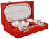 R Ayurveda Copper Silver Plated Metal Bowl Tray Pudding Set 5 Pieces