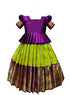 Vasthrlay White Button Girls South Indian Pattu Pavadai Jacquard Silk Lehenga Choli Set