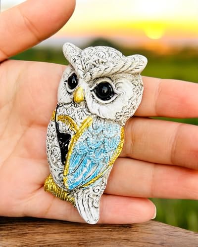 Owl Fridge Magnet for Good Luck Aesthetic Resin Owl Art Figurine Showpiece
