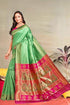 Vasthrlay Kanjivaram Chand Paithani Rama Pink Saree With Blouse Piece