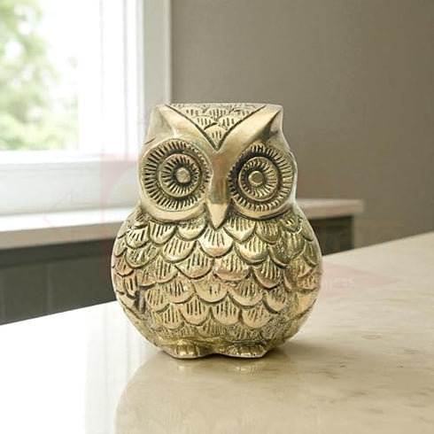 Brass Owl Statue | Vastu Idol for Home and Office | Zonal Placement-West | Owl Statue for Good Luck