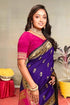 Vasthrlay Kanjivaram Nath Paithani Violet Pink Saree With Blouse Piece