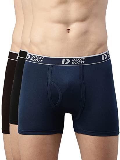 Dixcy Scott Men Pack Of 5 Navy Blue & Grey Solid Cotton Comfort Fit Trunks