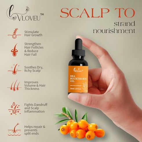 VLOVEU Seabuckthorn Oil for Face and Hair | Helps Moisturize the Skin