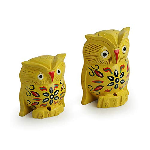 ExclusiveLane 'The Early Morning Owl Pair' Home Decoration Living Room Hand Carved