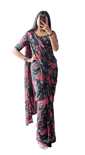 Vasthrlay Pink Georgette Unstitched Saree