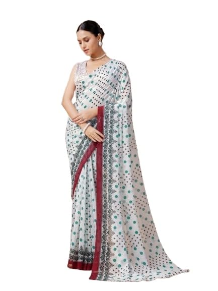 Vasthrlay Red Unstitched Saree