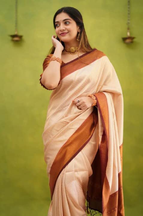 Vasthrlay Cream Kanjivaram Saree