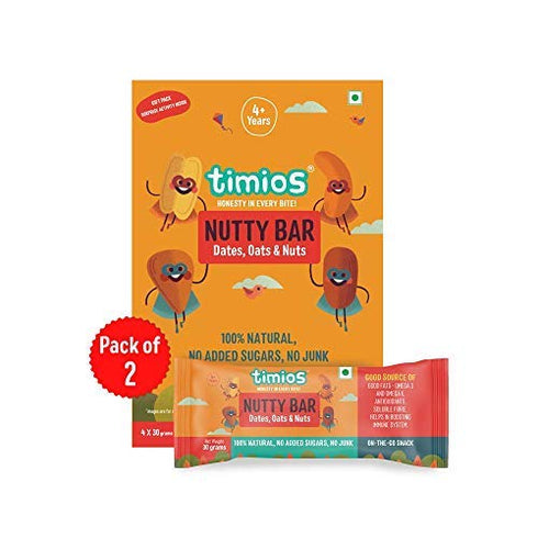 Timios Nutty Bar | Healthy Snack for Kids | Natural Energy Food Product for Toddlers