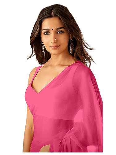 Vasthrlay Red Georgette Unstitched Saree