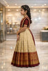 Vasthrlay White Button Half Saree South Indian Langa Voni Pattu Pavadai Lehenga Choli For Girls