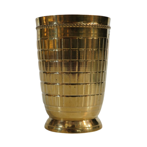 Pure Brass Embossed Design Tumbler Glass | Pack of 1