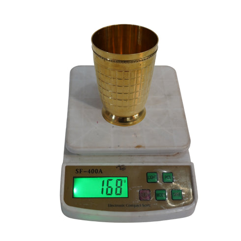 Pure Brass Embossed Design Tumbler Glass | Pack of 1