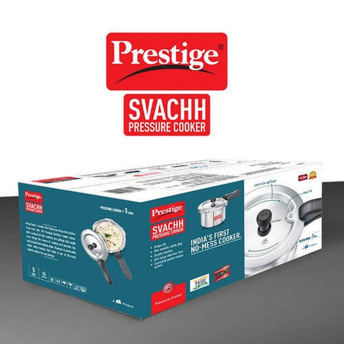 Prestige Svachh Aluminium Anti Bulge Gas And Induction Compatible Pressure Cooker 5 L Silver