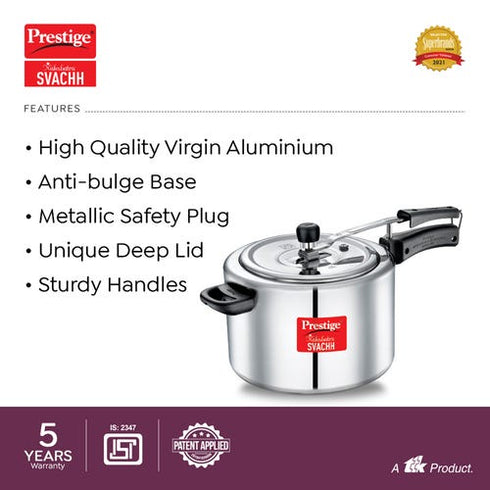 Prestige Nakshatra Svachh Aluminium Inner Lid Pressure Cooker 5.5 L