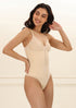 UNDERNEAT Front Zip Thong Bodysuit - Beige
